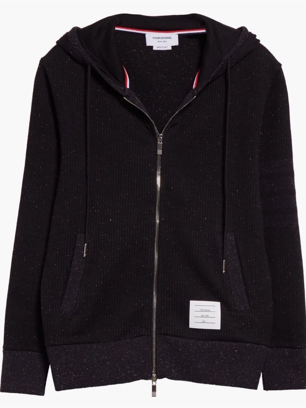 Thom Browne Black Speckled Zip Hoodie